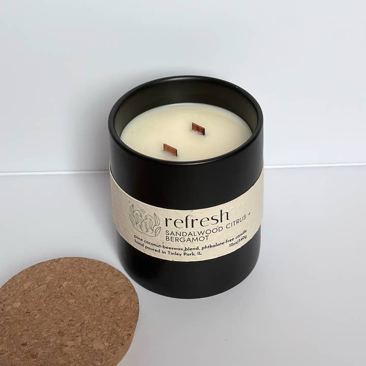 Sprig & Flame - Wholesale Jar/Filled Candle - REFRESH | Pure Coconut Beeswax Hand-Poured Wood Wick Candle2