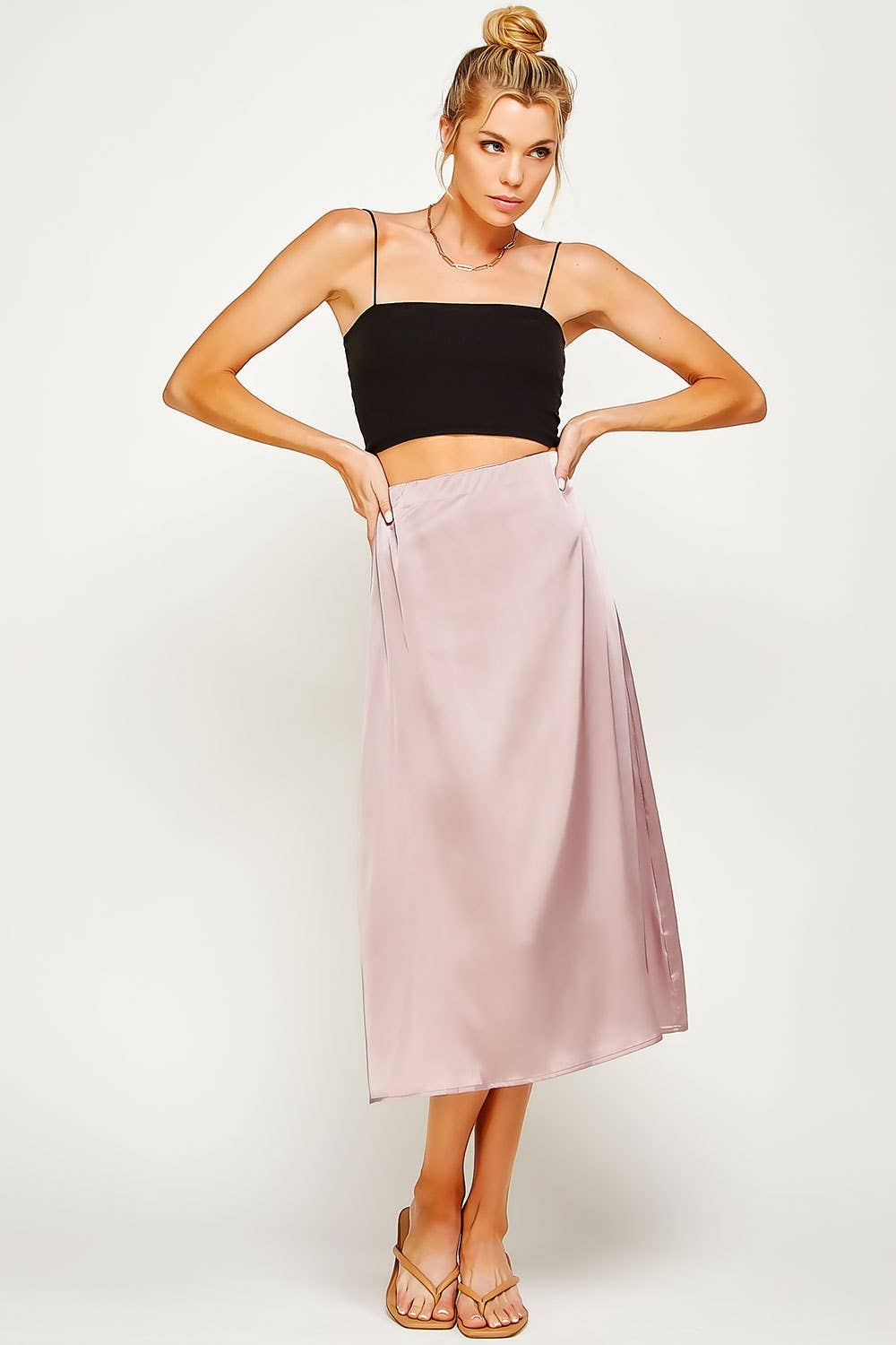 Sweet Generis - Vendita all'ingrosso Gonna - Donna - GONNA MIDI PLUS IN RASO CON ELASTICO IN VITA2