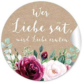 fioniony® - Wholesale Gift Tag Label - 24 gift stickers for the wedding “Wer Liebe sät, wird