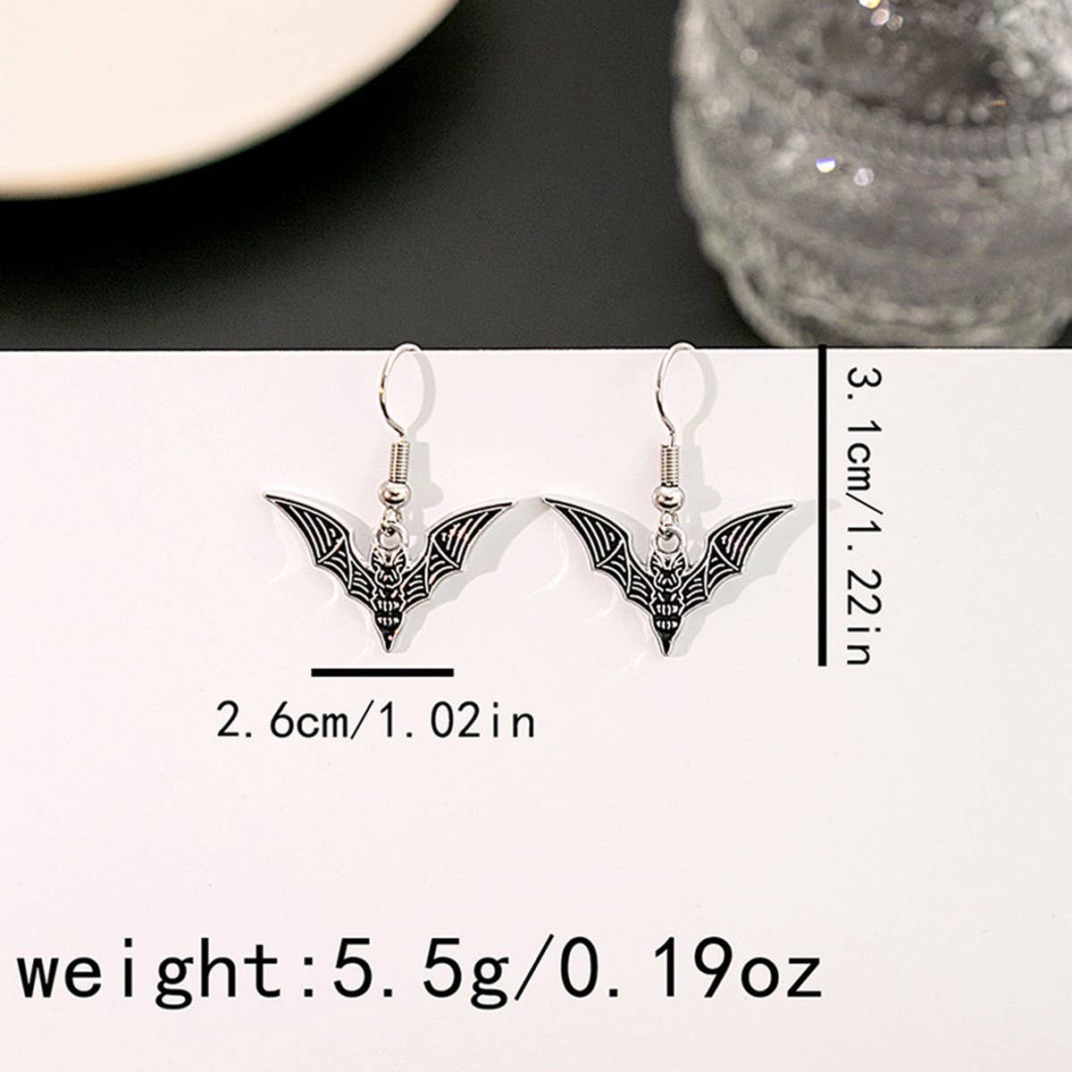 ACCITY - Wholesale Dangle Earrings - DARK HALLOWEEN FUNNY CREATIVE BAT EARRINGS_CWAJE18426