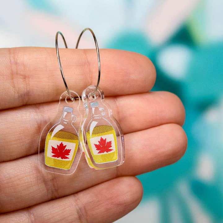 Paper Pattern Silk - Wholesale Dangle Earrings - Maple Syrup Earrings, Canadian Pride4