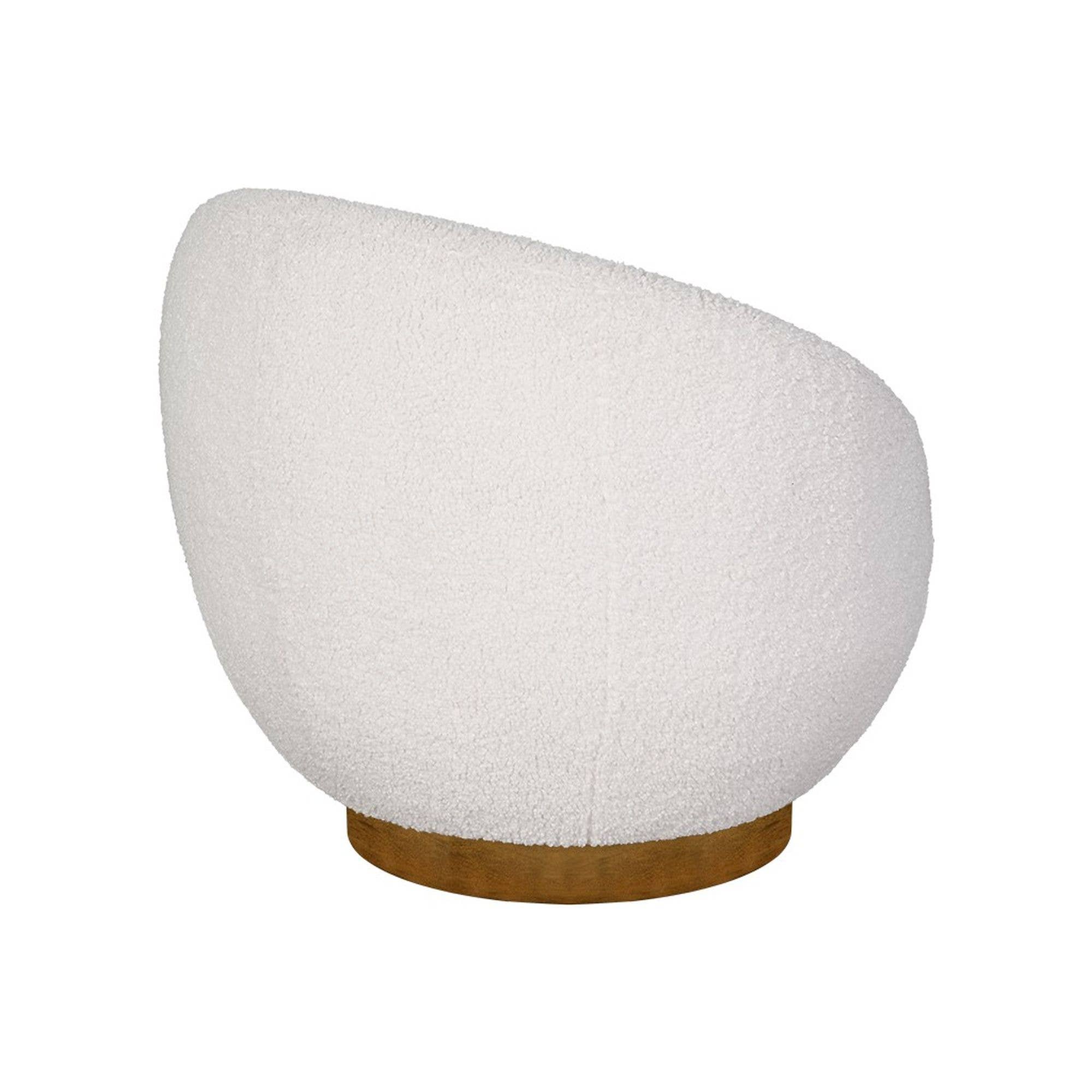 Olliix - Wholesale Chair - Cream Shearling Sherpa Swivel Chair with Wood Base *3