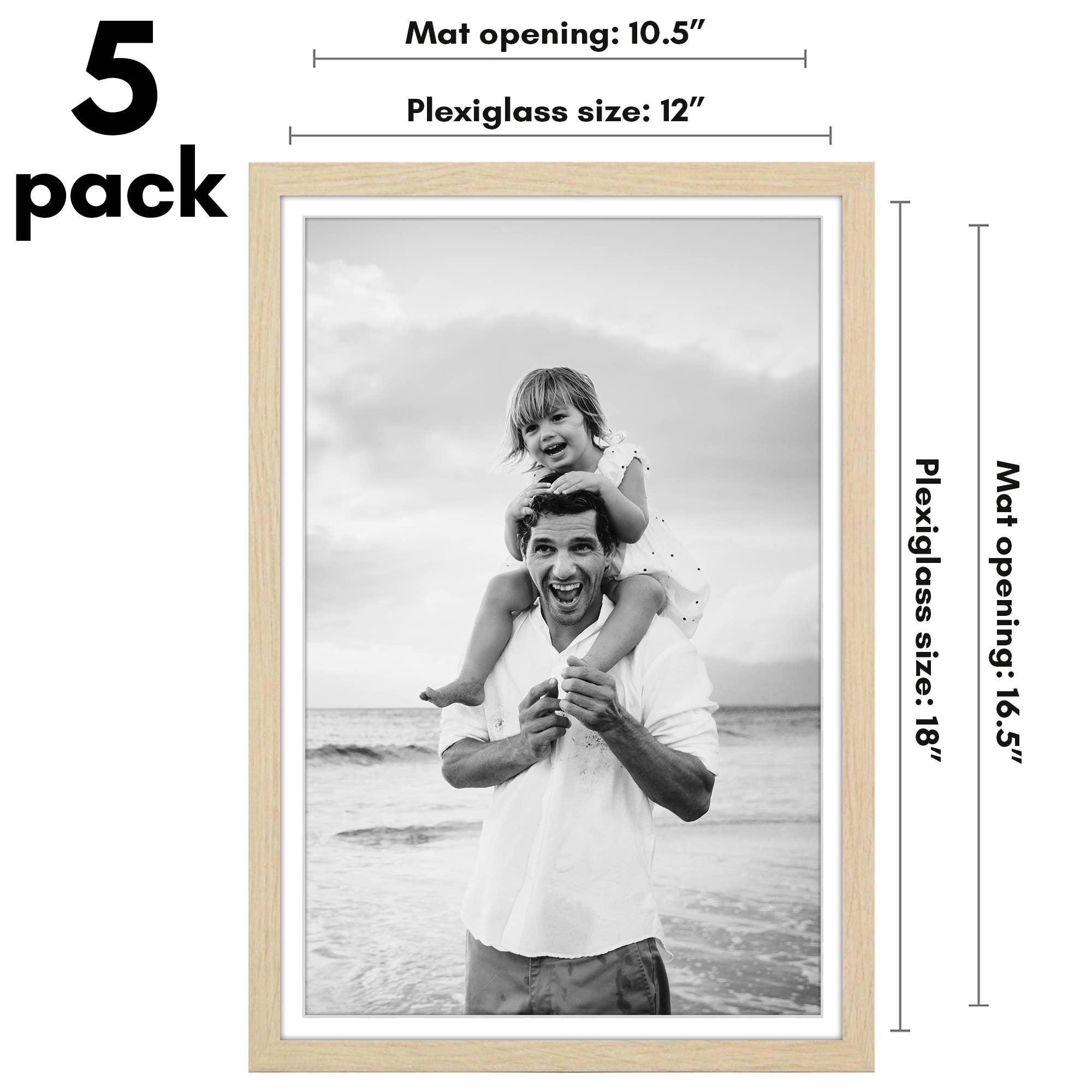 Americanflat - Wholesale Picture Frame - Americanflat 5 Pack Picture Frames With Mat Plexiglass Cover49