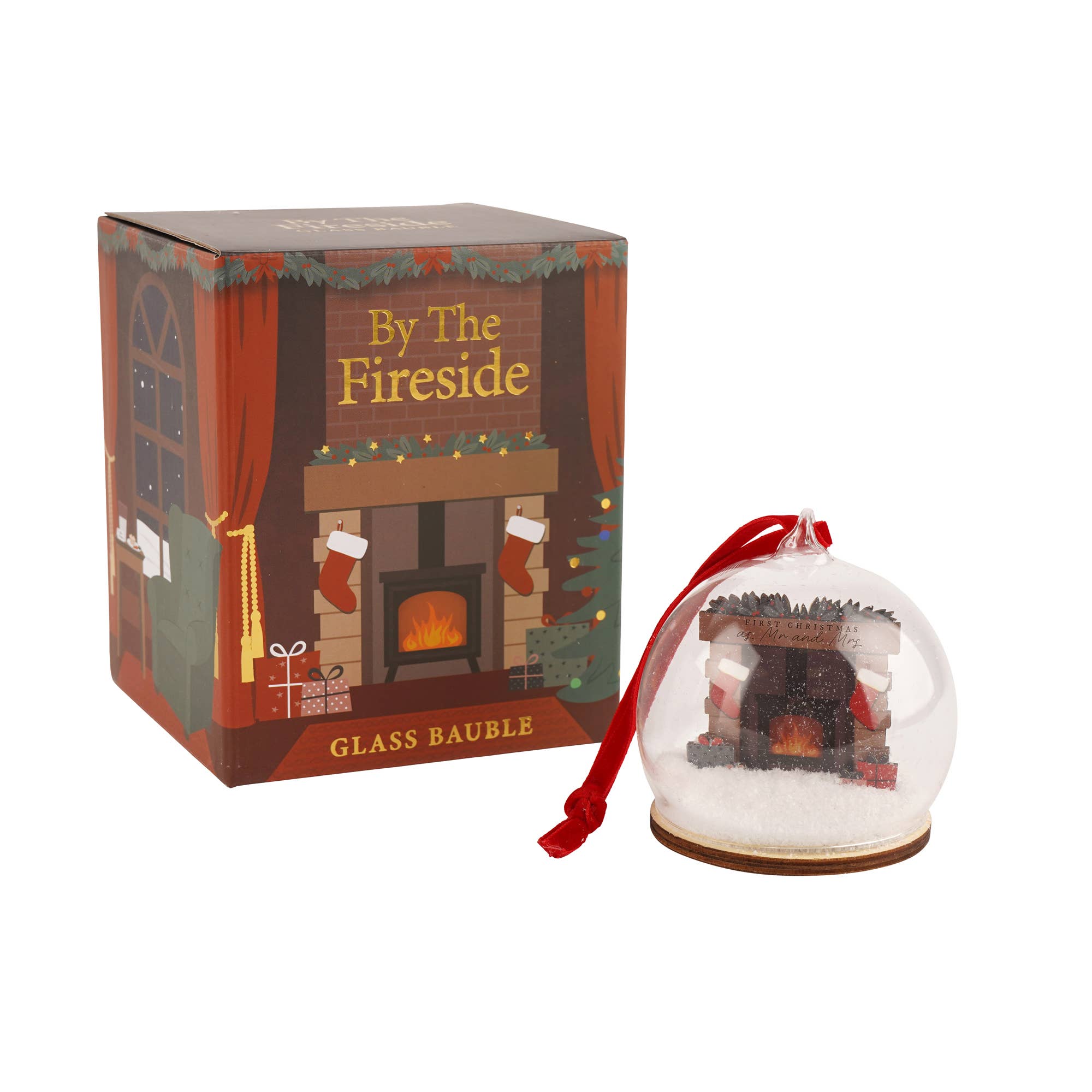 CGB Giftware - Wholesale Ornament - Glass Bauble Fireplace 'First Christmas As Mr & Mrs'1