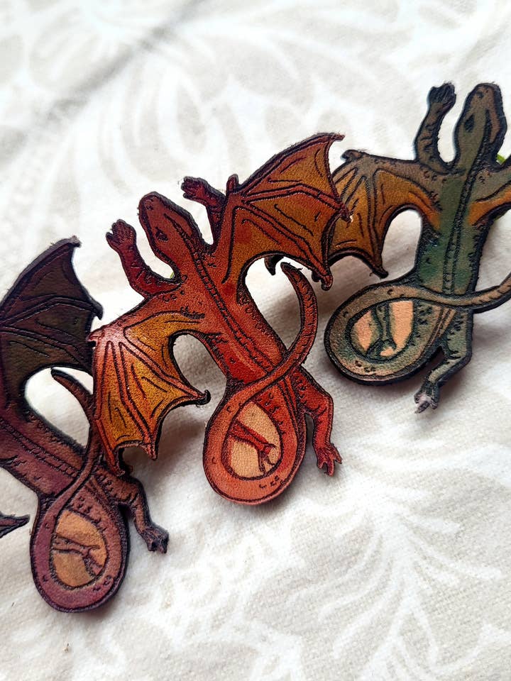 Dragon Leather Pin - Multiple Colors for wholesale by Wyrd & Witchy Art