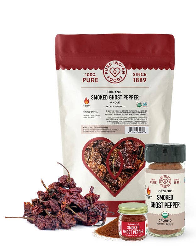 Pure Indian Foods - Wholesale Dried Spice - Ghost Pepper (Smoked Bhut Jolokia), Certified Organic2