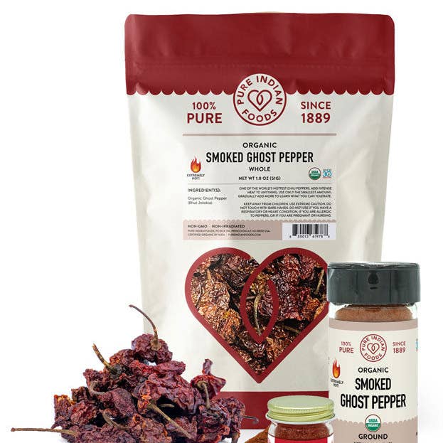 Pure Indian Foods - Wholesale Dried Spice - Ghost Pepper (Smoked Bhut Jolokia), Certified Organic2