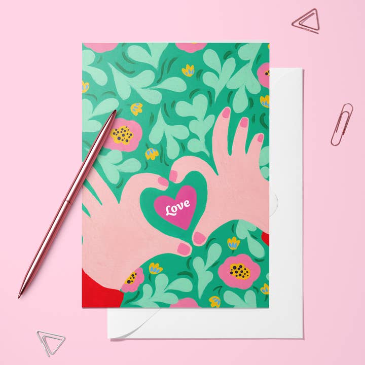 Card - Fingers in Heart for wholesale by Hello couleur
