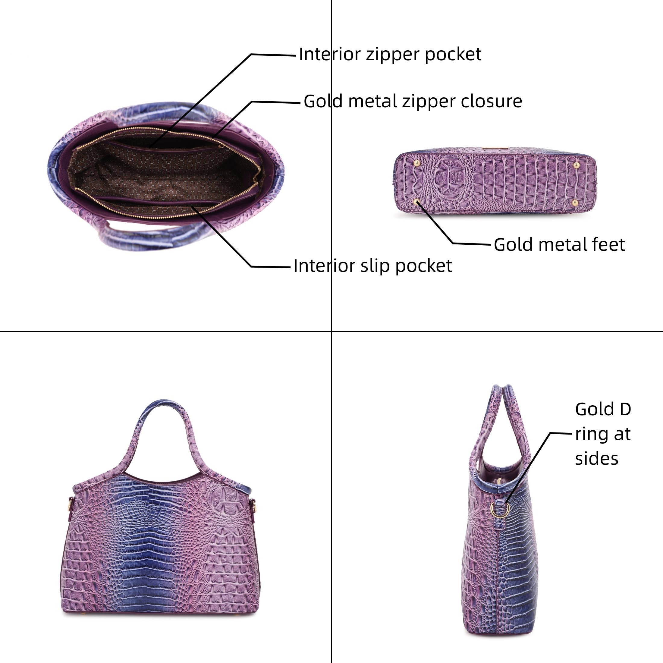 KAYLA+AVA – wholesale Axelremsväskor – Dam – Serendipity ombréhandväska med krokodilprägling och matchande plånbok5