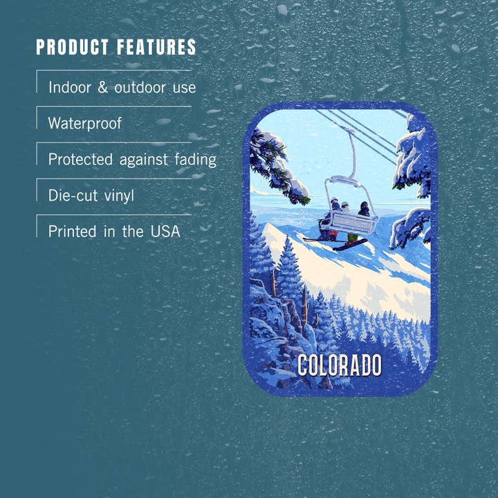 Lantern Press - Wholesale Sticker - STICKERS Colorado, Ski Lift Above The Trees