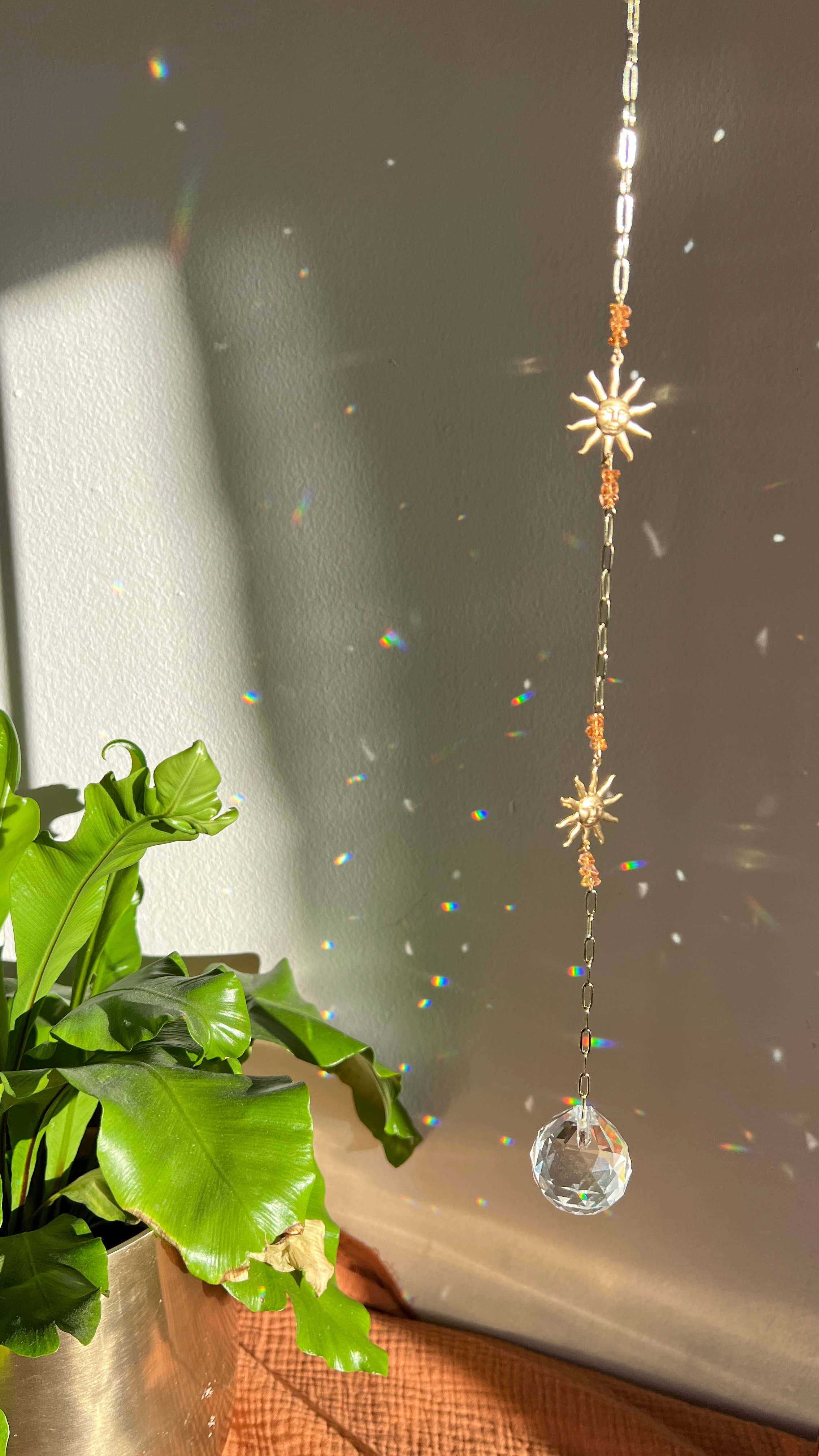 Ombra & Luce - Vendita all'ingrosso Acchiappasole - Doppi Sole Suncatcher con Perle di Vetro Ambra Tagliate, Celestiale2