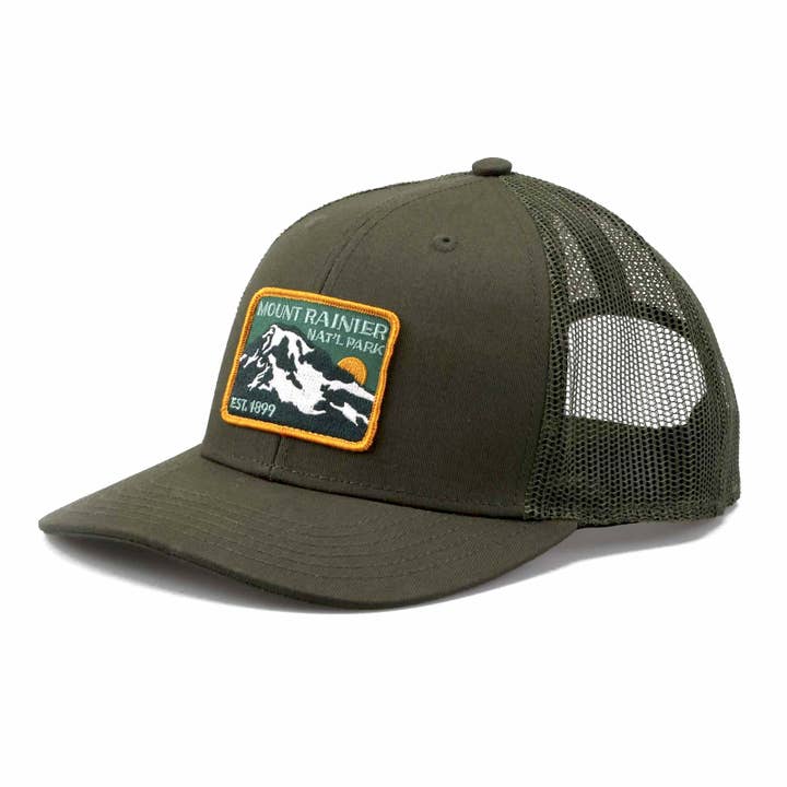 Mount Rainier National Park Est 1899 Trucker Cap for wholesale by Rainier Watch Supply Co