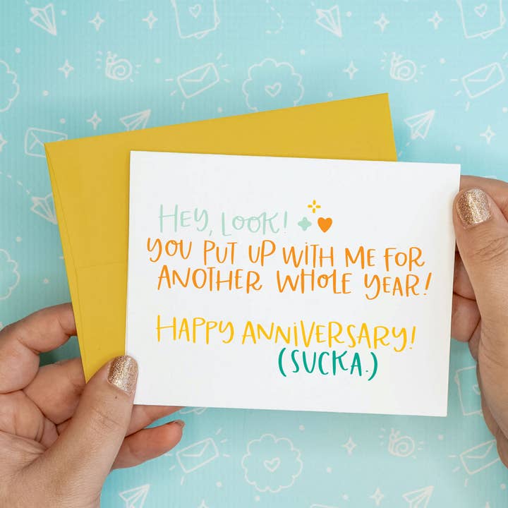 Cartão de saudação reciclado engraçado de aniversário Put Up with Me por atacado de Colette Paperie