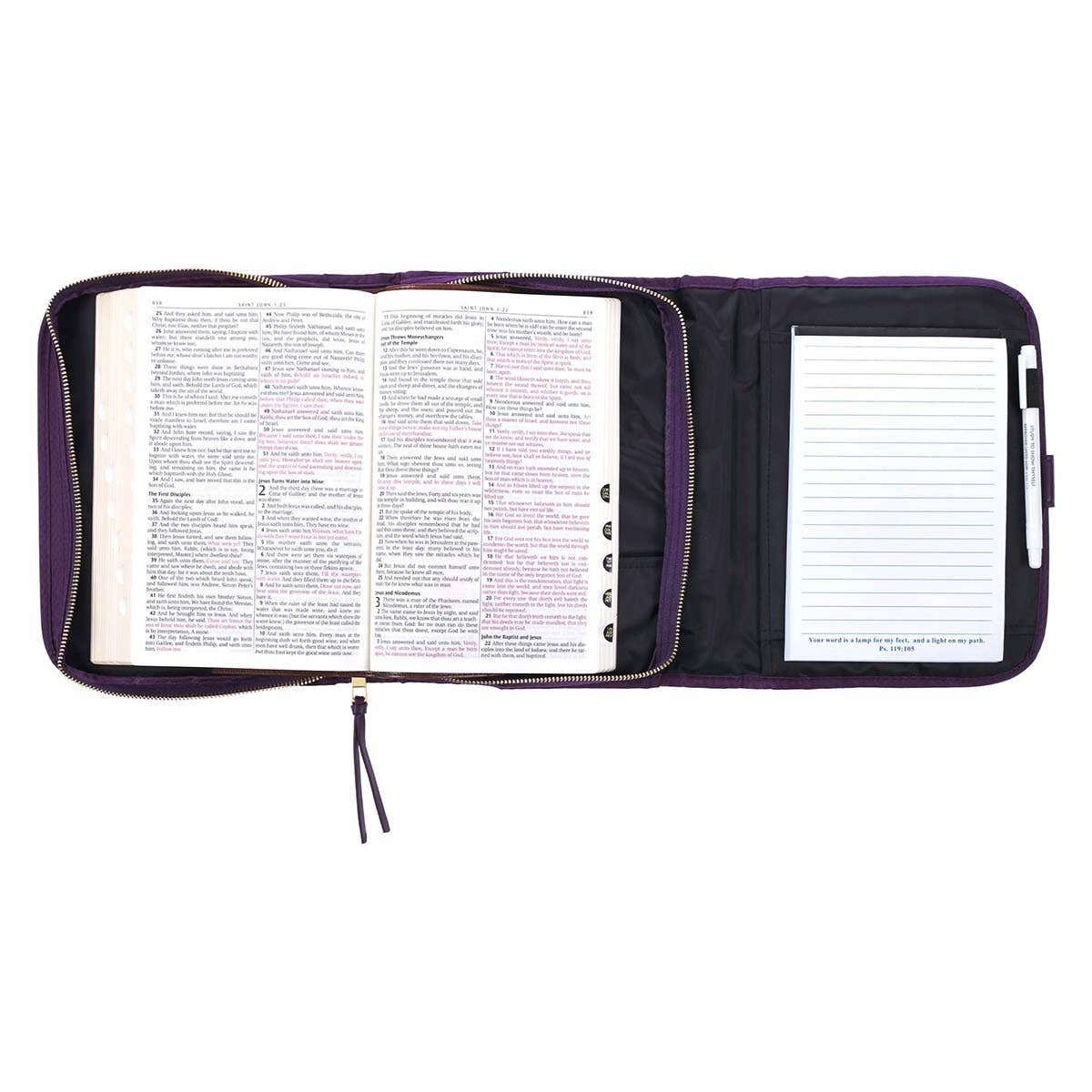 Christian Art Gifts - Wholesale Bible Cover - Bible Cover Organizer Tri-fold Purple Grace Badge4
