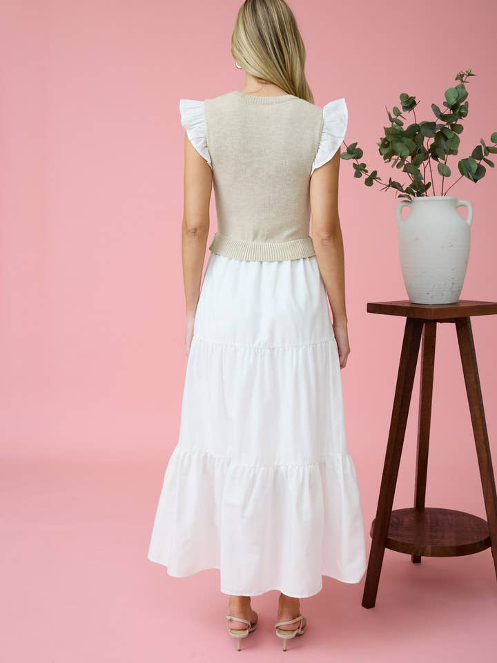 Blu Pepper - Wholesale Dress - Women's - MIXED MEDIA SWEATER VEST MIDI DRESS