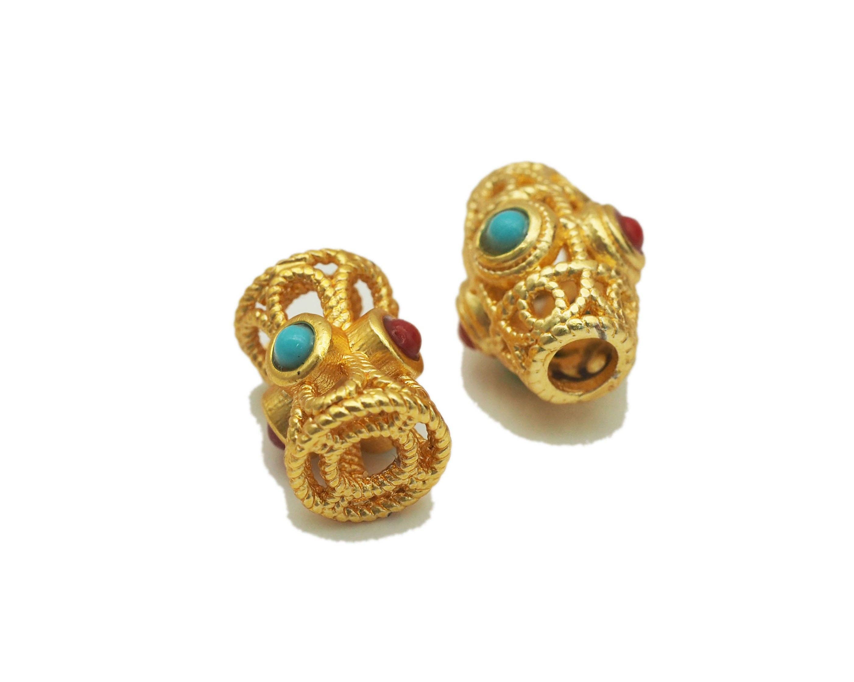 100 Pezzi Perline Distanziali A Sfera Rotonde In Metallo - Foto 4