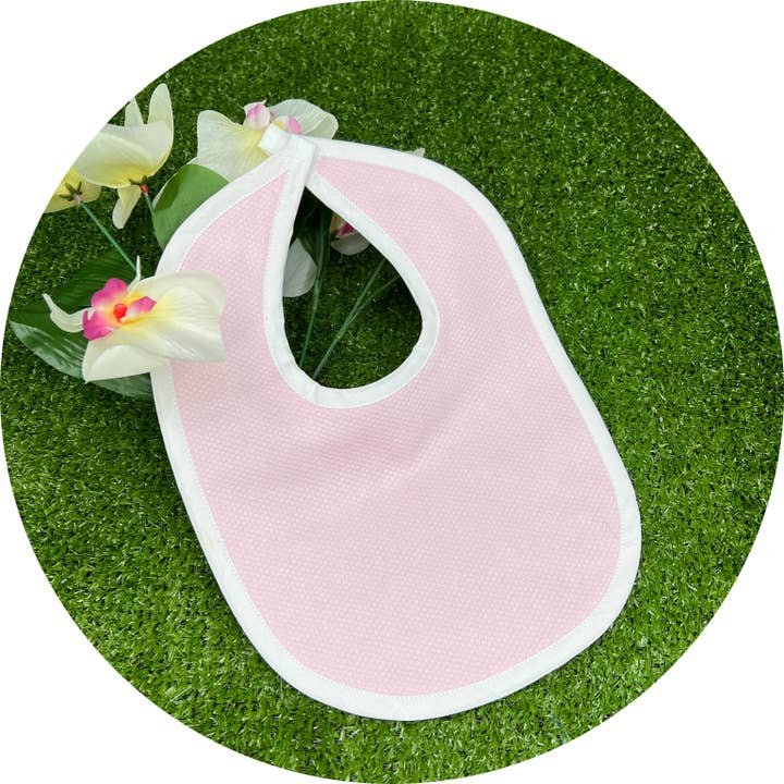 THE ROYALTY COLLECTION - Wholesale Bib - Baby - Pink Cotton Pique Collection - With Plain Trim