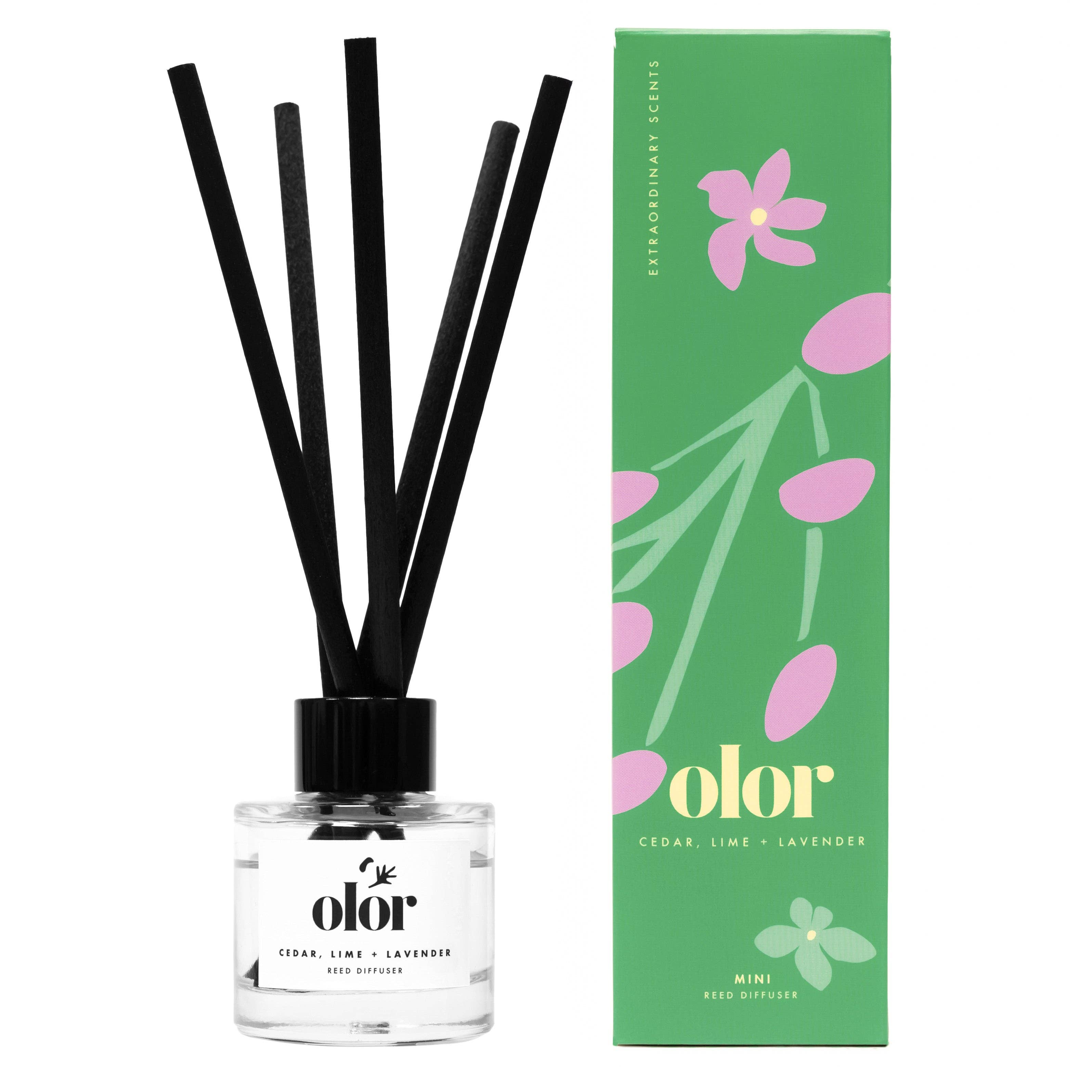 OLOR – wholesale Reed diffuser – Cedar, Lime + Lavender Mini Reed Diffuser2