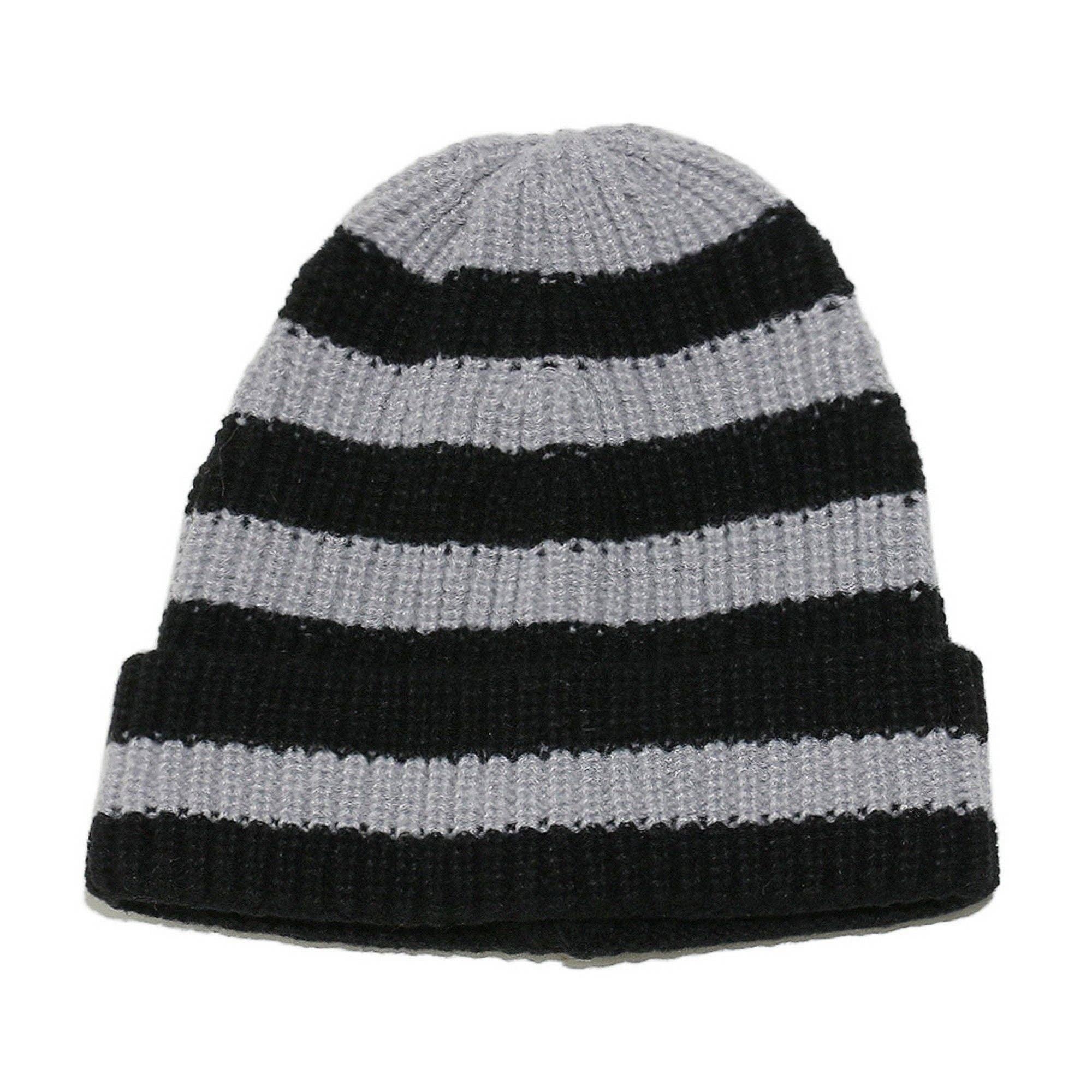 AK Brand - Wholesale Beanie - Women's - Unisex Striped Knit Beanie Hat Cuffed Warm Winter Cap5