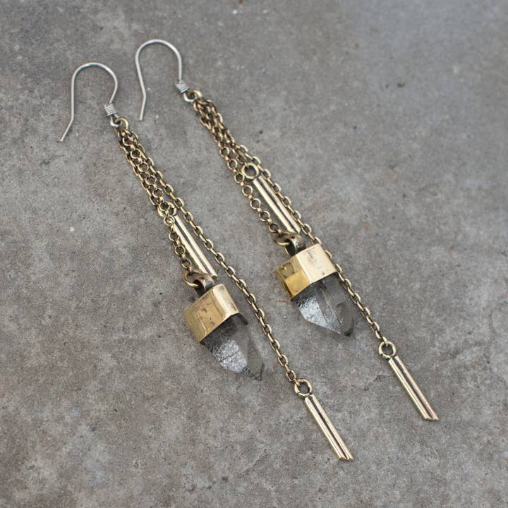 Jan Hilmer + Sparrow - Wholesale Dangle Earrings - crystal dangle earrings - brass0