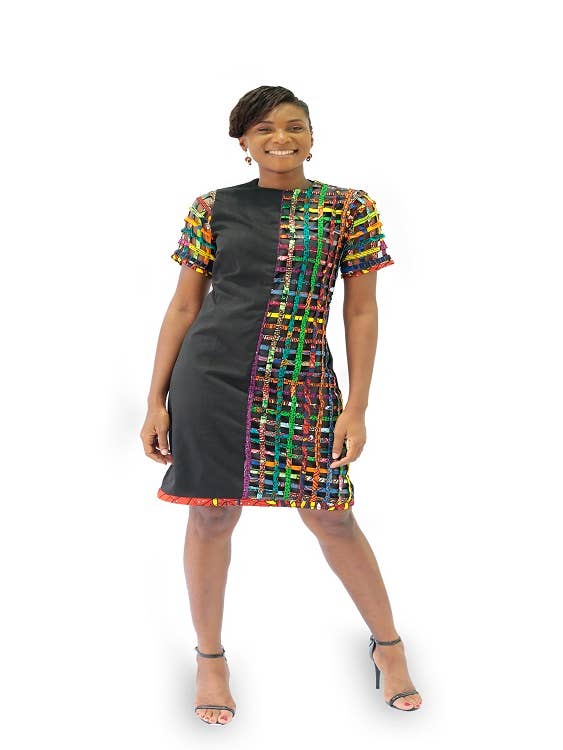 Vestido recto con canasta lateral para venta al por mayor de Cadling Fashions Ltd