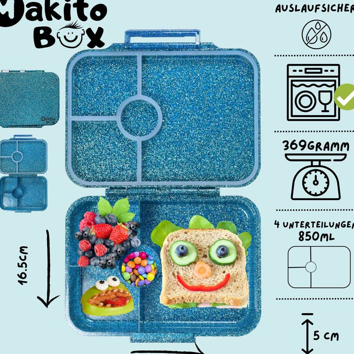 Makito Box 4 rum - Glitter blå madkasse for engroshandel hos Makito