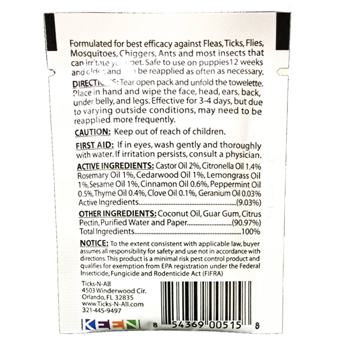 Ticks-N-All - Vendita all'ingrosso Strumento per la toelettatura del pelo - Cani - Salviette naturali antipulci e antizecche per cani2
