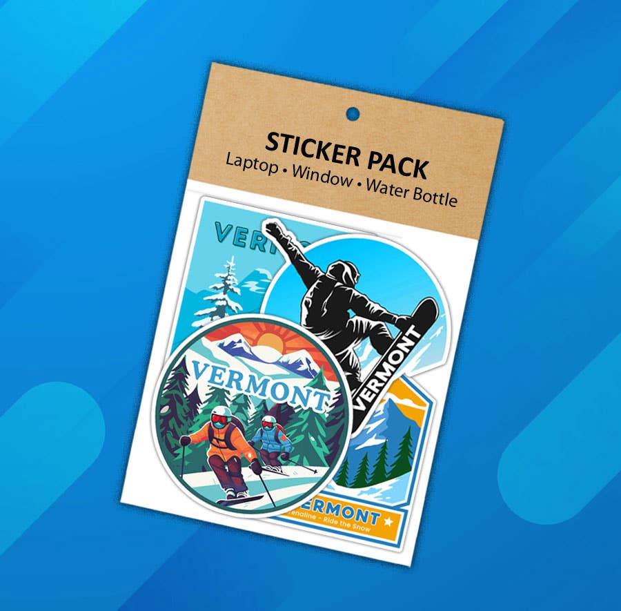 Coastal Creators of Connecticut - Wholesale Sticker - Vermont Laptop Sticker Pack, 4 Full-Size Stickers Per Pack1