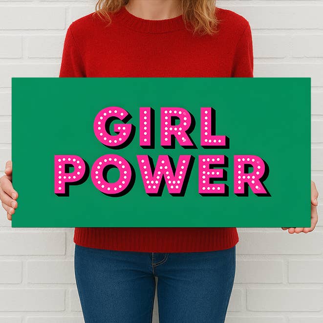 The British Metal Signs Company – wholesale Art print – Girl Power Metal Sign – Bold Feminist Pink Retro Wall Art1