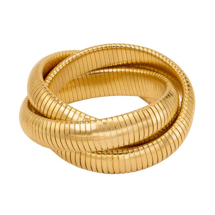 Yellow Gold BR-537 Triple Cobra Bracelet for wholesale on Faire0