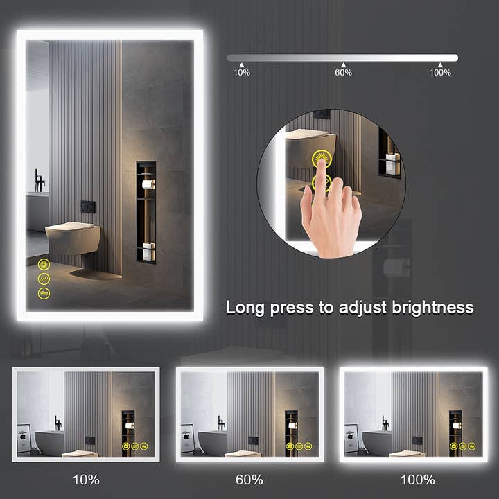 Brio Lighting - Wholesale Wall Mirror - SmartGlow 36x55" Frameless Anti-Fog Bathroom LED Mirror5