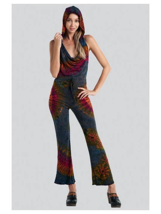 Kathmandu Imports - Wholesale Jumpsuit - Women's - Tie-Dye Hoodie Jumpsuit (TH-1351)1