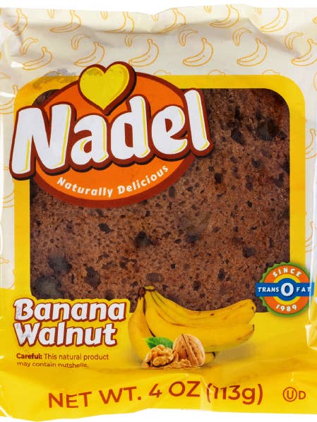 Banana Walnut Bread, 24/4 oz Grab&Go Cake Slices for wholesale by Nadel - Naturally Delicious