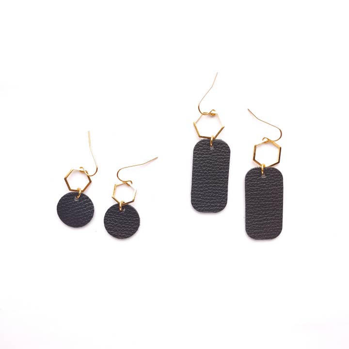 Spoon & Theory Handmade - Wholesale Dangle Earrings - Mona Black Leather Dangle Earrings | 2026 Spring Classic 1