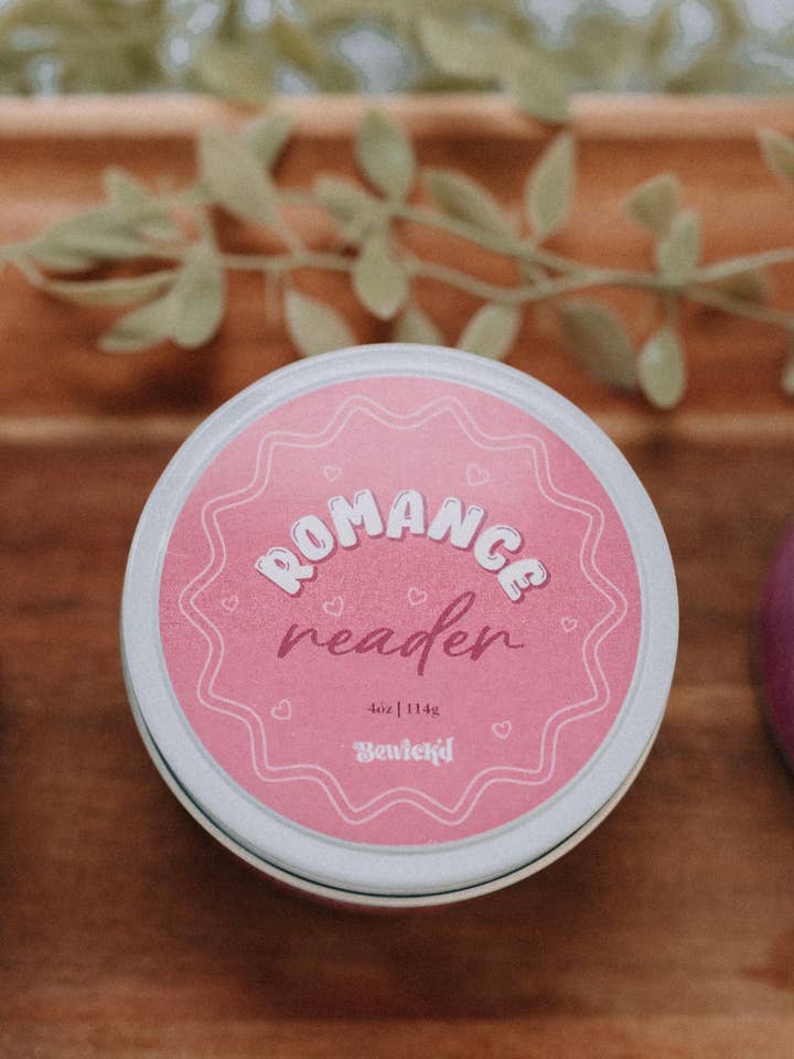 Romance Reader Candle - 4oz Book-Inspired Luxury Coconut Apricot Wax for wholesale by Bewick'd Studio