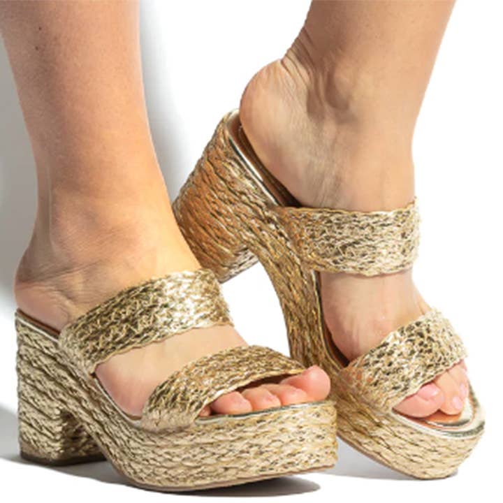 SANDALO IN RAFIA A DOPPIO CINTURINO 12 PAIA, BOTANA 12 per la vendita all'ingrosso da parte di JOIA ACCESSORIES