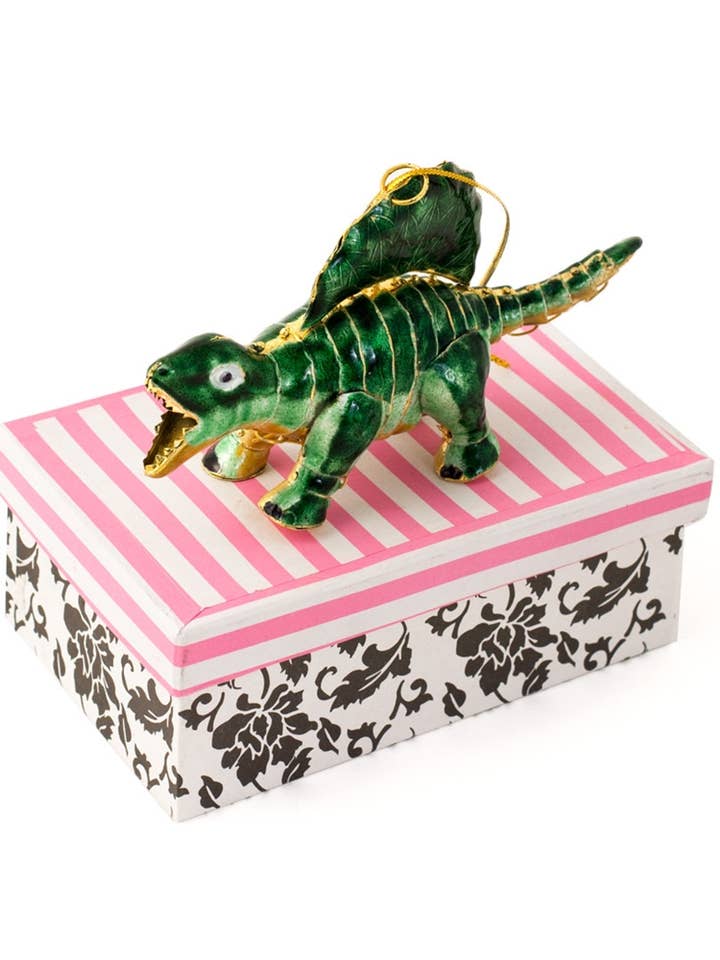 Ornamento de Dinosaurio Articulado de Cloisonné #2 para venta al por mayor de Value Arts