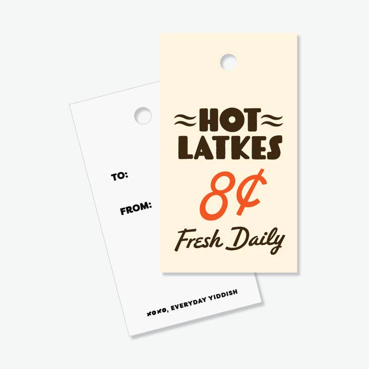Everyday Yiddish - Wholesale Gift tag - Vintage Hot Latkes Gift Tags0