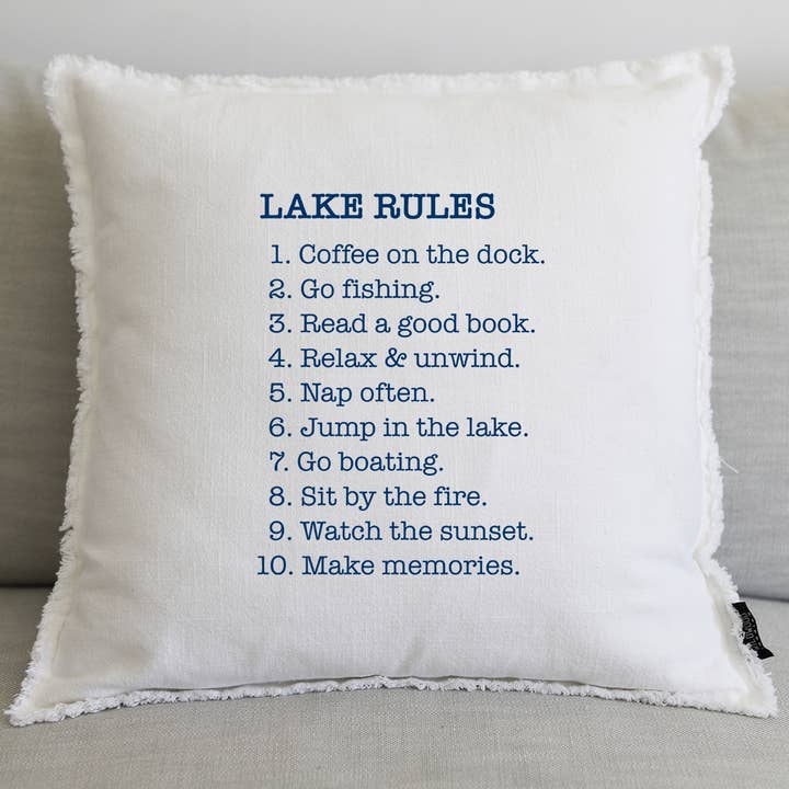LAKE RULES 20" PILLOW for wholesale by Wildwood Landing