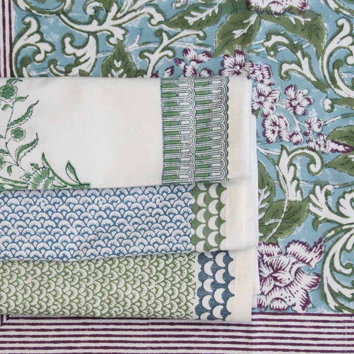 Rozablue – Runner de mesa por atacado – Caminho de mesa chintz beringela impresso à mão 60 x 180 cm5