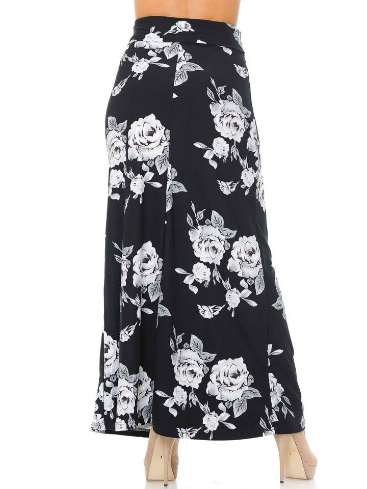 USA Fashion - Wholesale Skirt - Women's - Buttery Smooth White Jumbo Rose Maxi Skirt