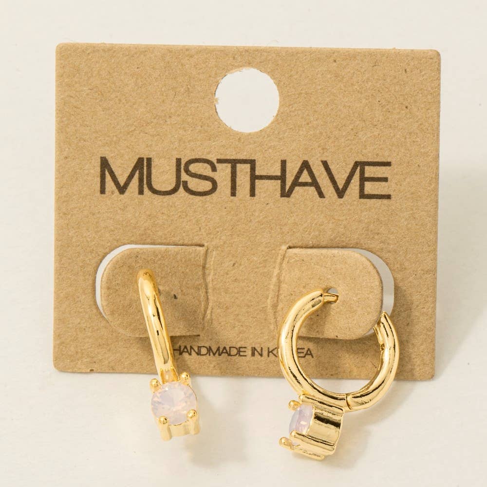 Fame Accessories - Wholesale Hoop Earrings - Gold Dipped Round Cz Gem Hoop Earrings5