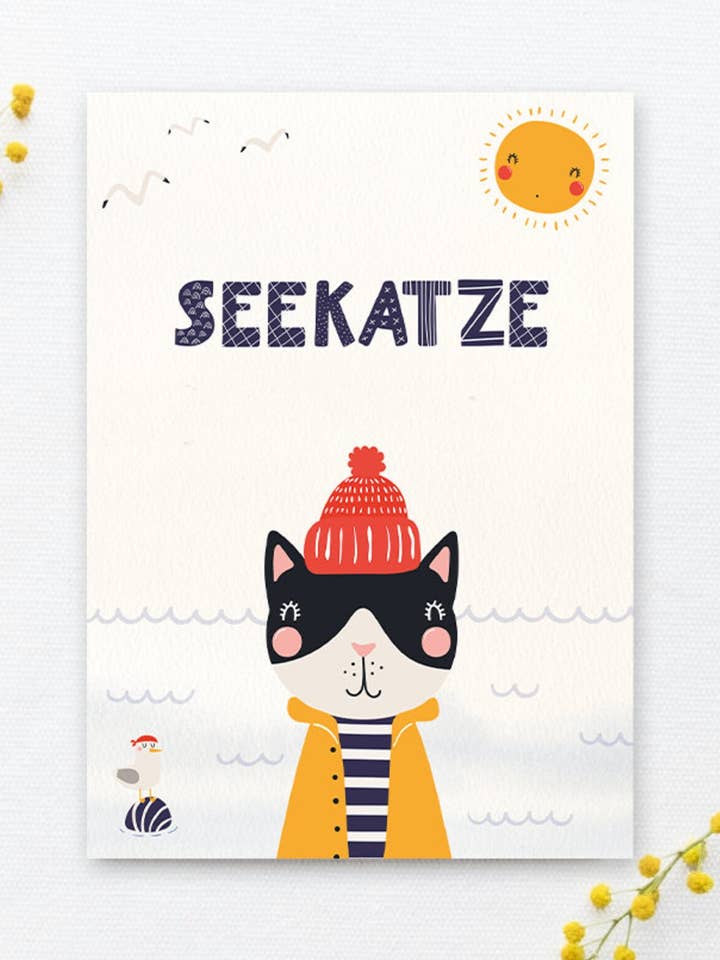 Cartolina «Gatto di mare» per la vendita all'ingrosso da parte di OHØJ Papeterie