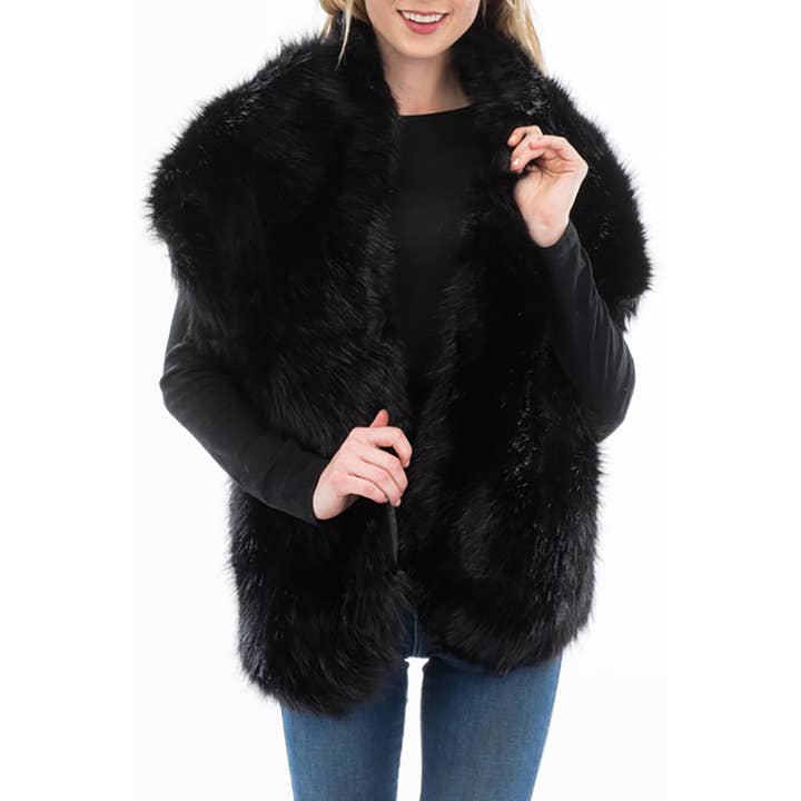 Cap Zone - Wholesale Scarf - Women's - Luxury Faux Fur Satin Lined Stole Shawl Scarf5