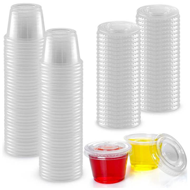 Zulay Kitchen - Wholesale Food Storage Container - Clear Jello Shot Cups with Lids - Plastic Portion Cup