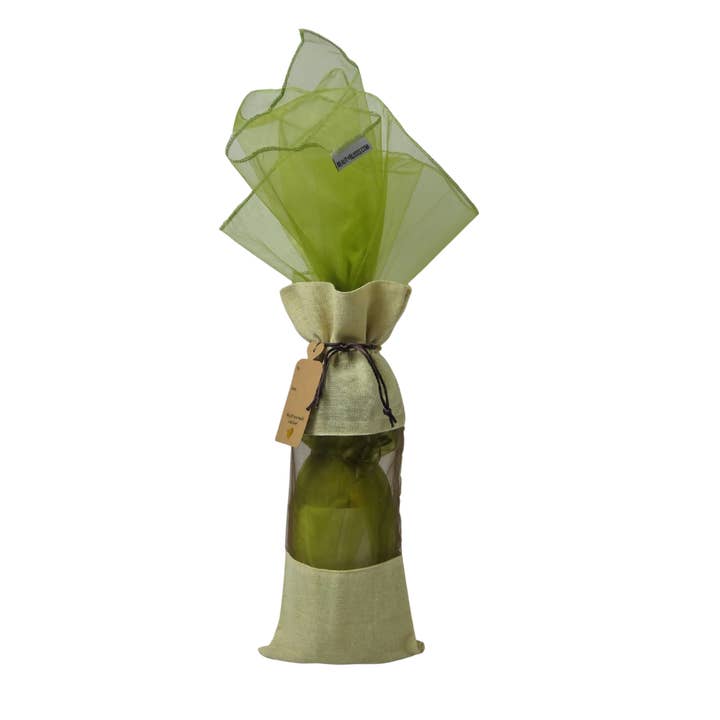 Cotton Linen Wine Gift Bag – Organza Wrap & Tag - Case of 12 for wholesale by Beauty Blisss
