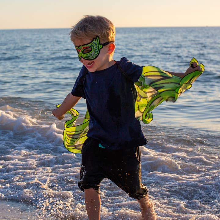 Green Bird Wings + Mask (Kids Cape Costume Set) for wholesale by DREAMY DRESS-UPS®