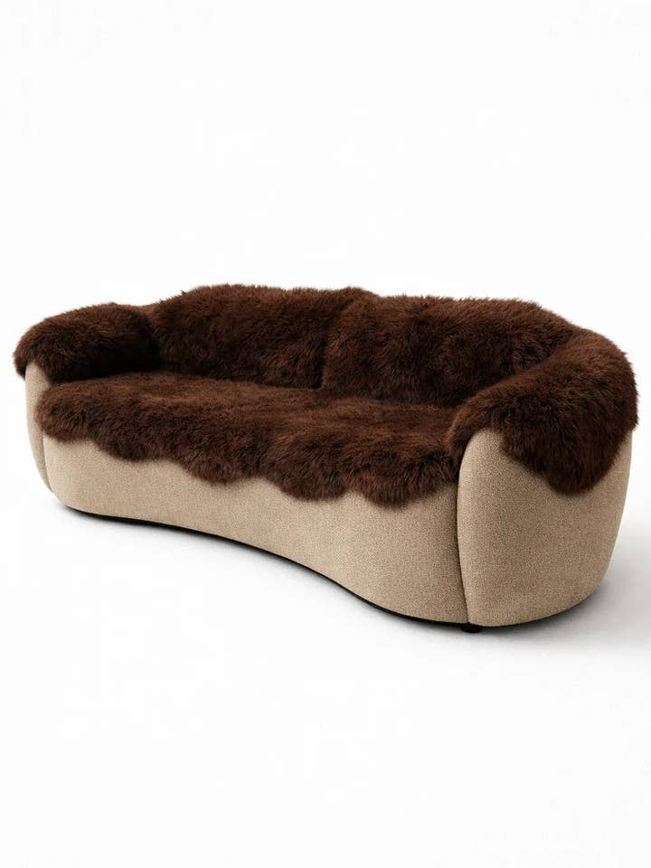 Ægte brun fåreskindsovertræk til hunde — Naturlig sofabeskytter (plastikfri) for engroshandel hos Mellow