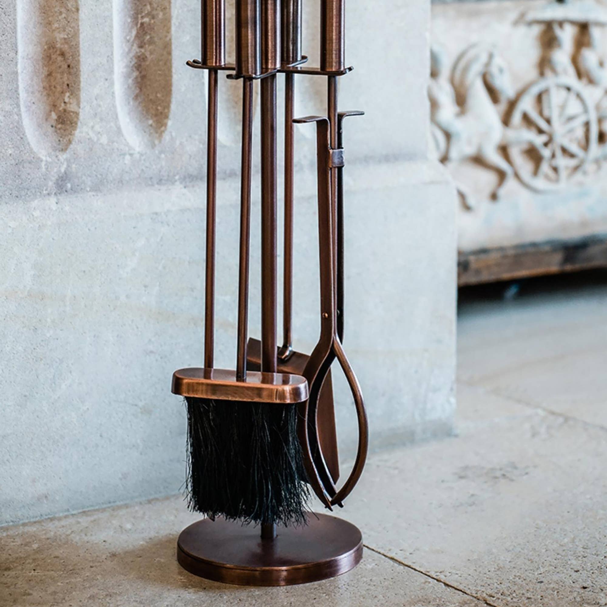 Ivyline International - Wholesale Fireplace Screen - Round Copper Fireside Companion Set0