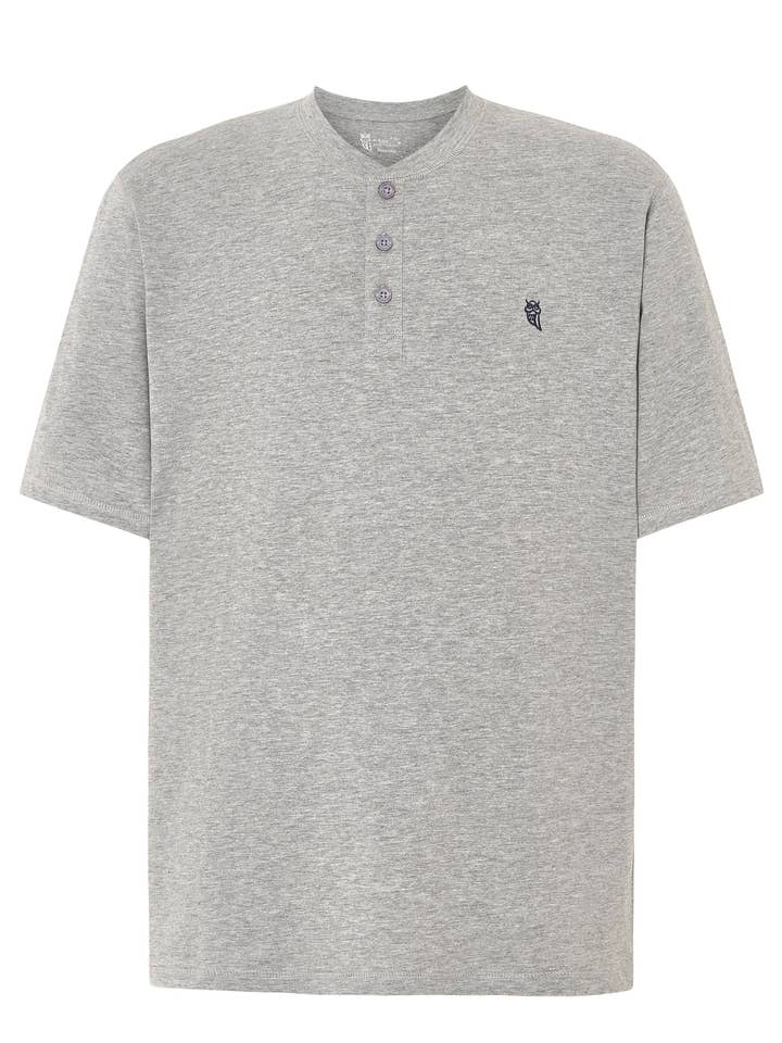 T-shirt Pyjama Homme Manches Courtes Patte Coton Uni - Gris 7636_20 pour la vente par El Búho Nocturno